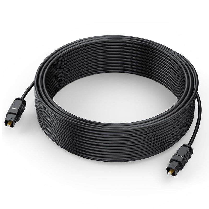 DteeDck Optical Audio Cable 35 feet, Digital Audio Optical Cable Ultra-Thin Cord, Toslink SPDIF Fiber Optic Cable Compatible with TV Sound Bar Home Theater PS4 Xbox Samsung Vizio - Image 1